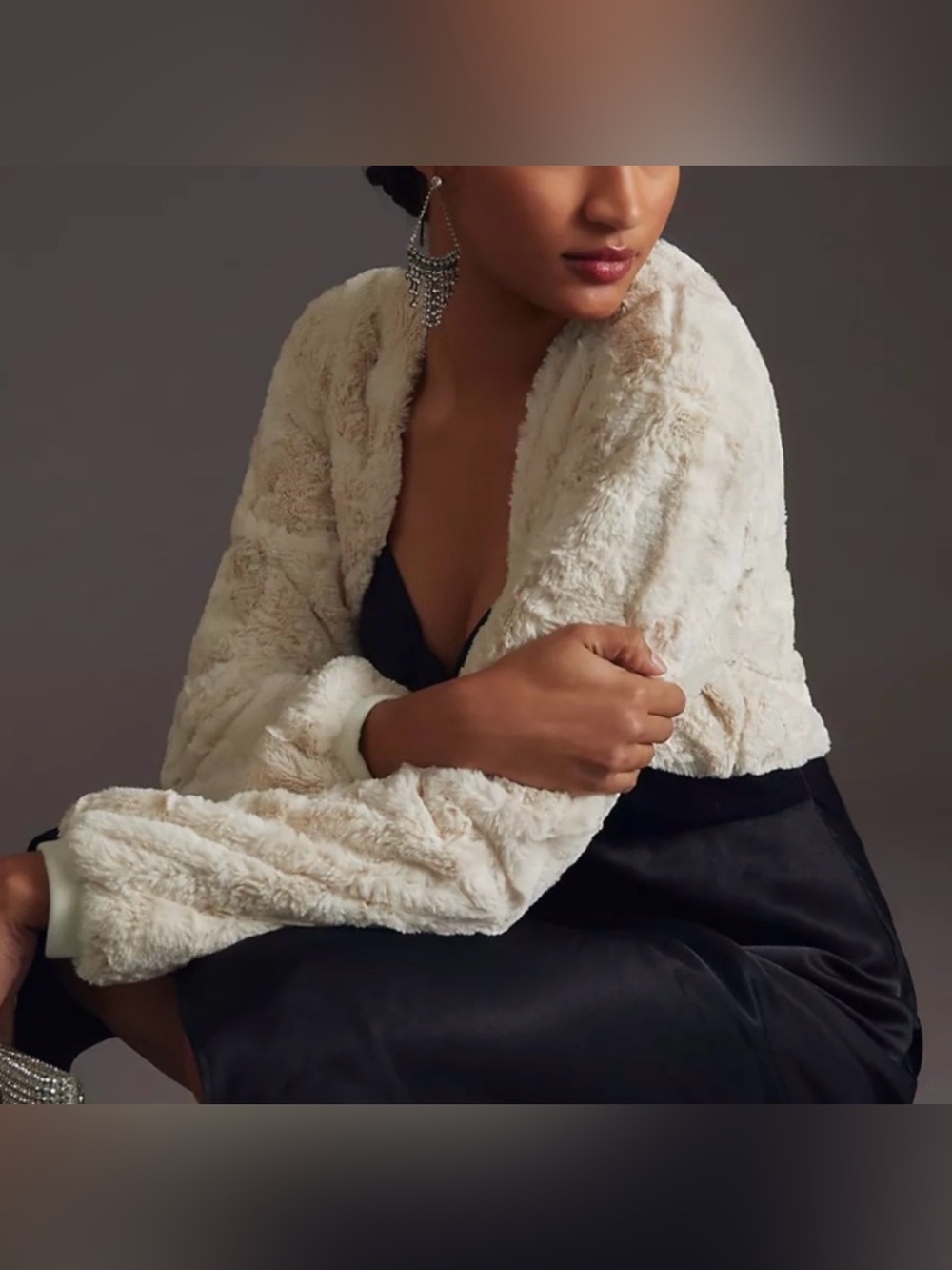 Maeve by Anthropologie Cream Plush Teddy Jacket